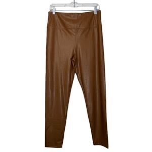 Boston Proper Brown Faux Vegan Leather Bodycon Leggings Pants Bottoms Size M